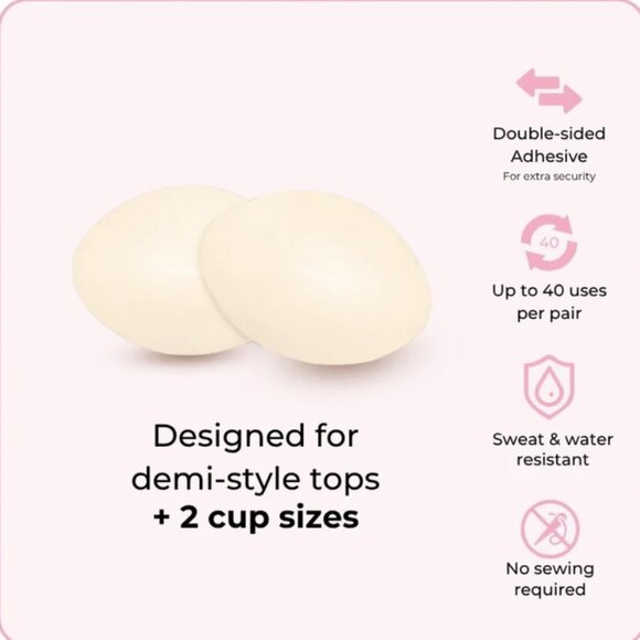 BOOMBA Demi Boost Inserts -  Instant Volume Sticky bra Inserts BEIGE SMALL A - Picture 1 of 2